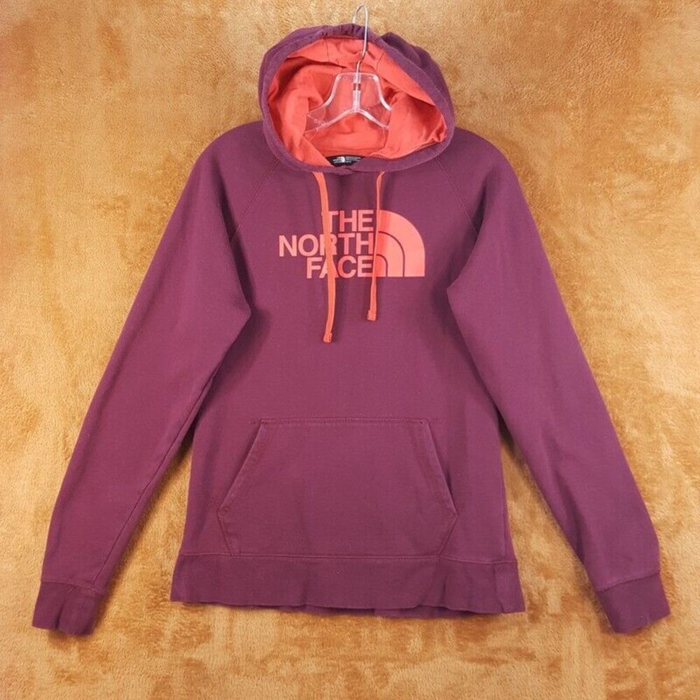 THE NORTH FACE Womens Hoodie Medium Maroon Pullover Graphic Logo HALF DOME